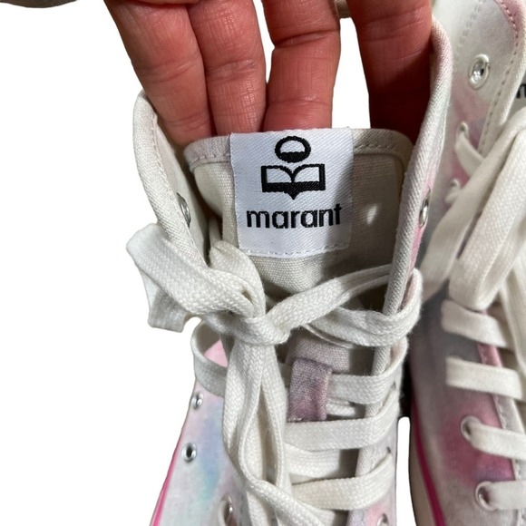 Isabel Marant | High Top Logo Sneaker BenKeen Tye Dye Denim Size 8 Barbie Core - Picture 10 of 14